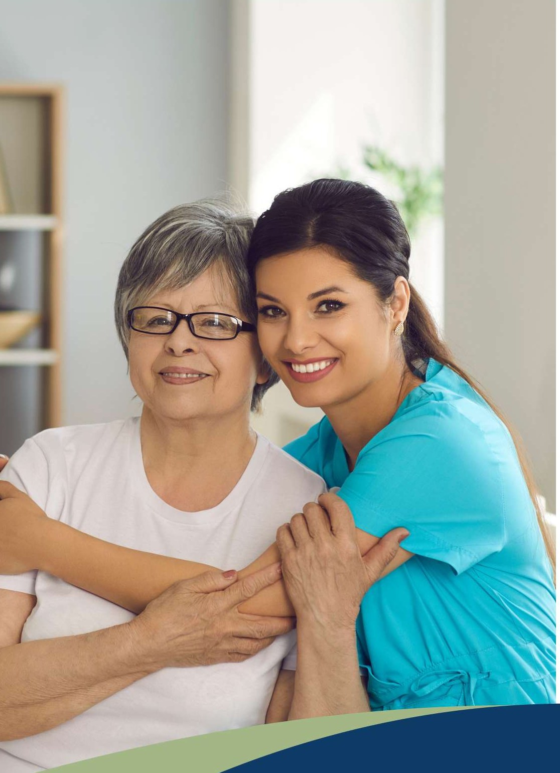 Home health clinician offering compassionate support to an older adult at home