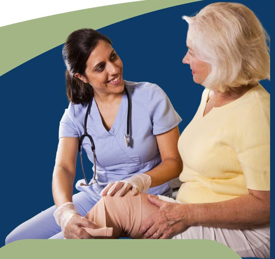 Clinician providing attentive hands-on care to an older adult